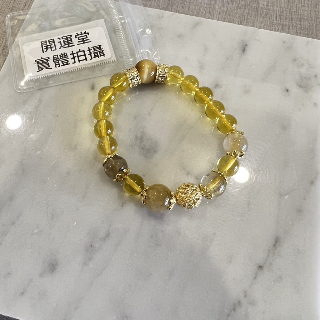 🔥現貨🔥【財富加倍招財】黃水晶金髮晶虎眼石招財轉運助事業手鍊【開運堂】