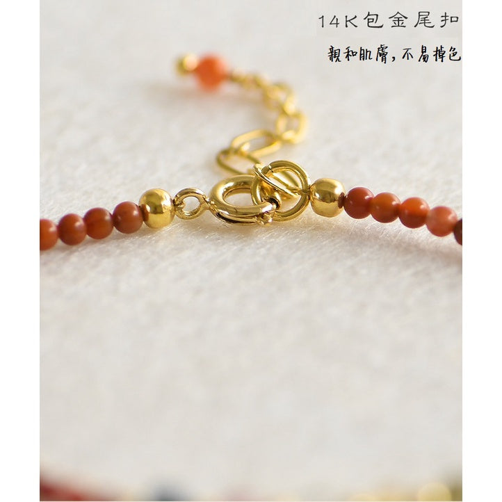 🔥現貨🔥【3MM南紅碧璽】天然南紅瑪瑙本命年轉運手鍊女極細柿子紅碧璽手串【開運堂】