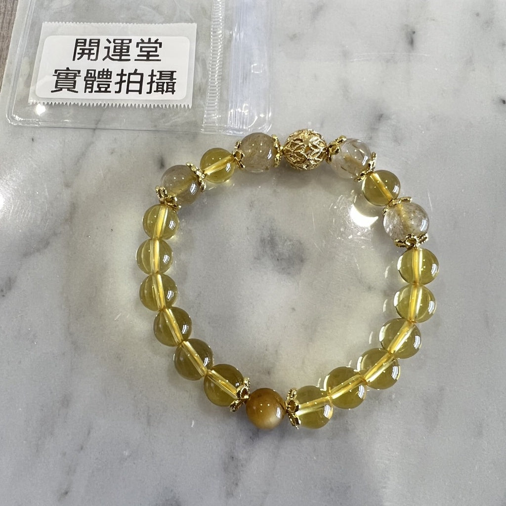 🔥現貨🔥【財富加倍招財】黃水晶金髮晶虎眼石招財轉運助事業手鍊【開運堂】