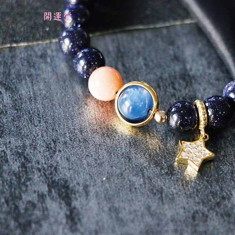 🔥現貨🔥【旺夫聚財】星辰藍砂石手鍊星空藍星星藍沙石轉運手鍊女韓版簡約學生森系閨蜜【開運堂】