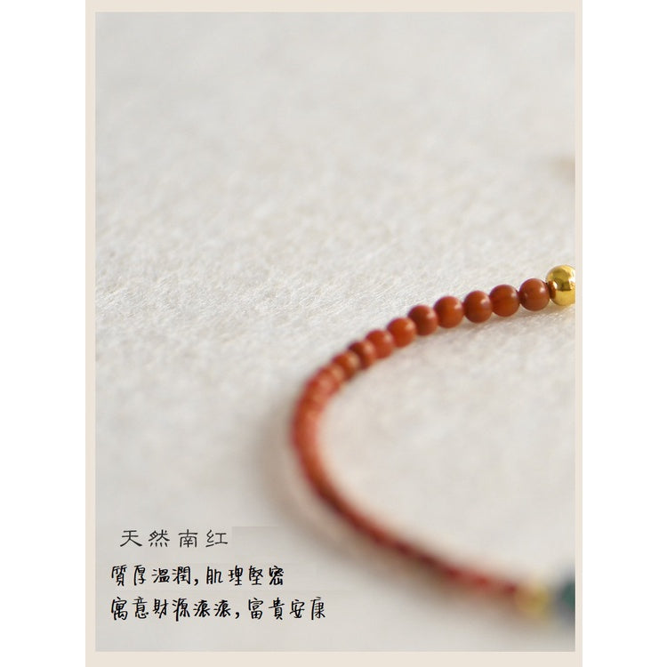 🔥現貨🔥【3MM南紅碧璽】天然南紅瑪瑙本命年轉運手鍊女極細柿子紅碧璽手串【開運堂】