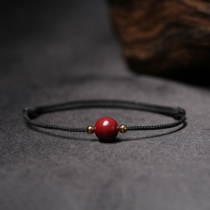 🔥現貨🔥【硃砂手繩、腳鏈】硃砂紅繩手鍊腳鍊女編織本命年手環【開運堂】