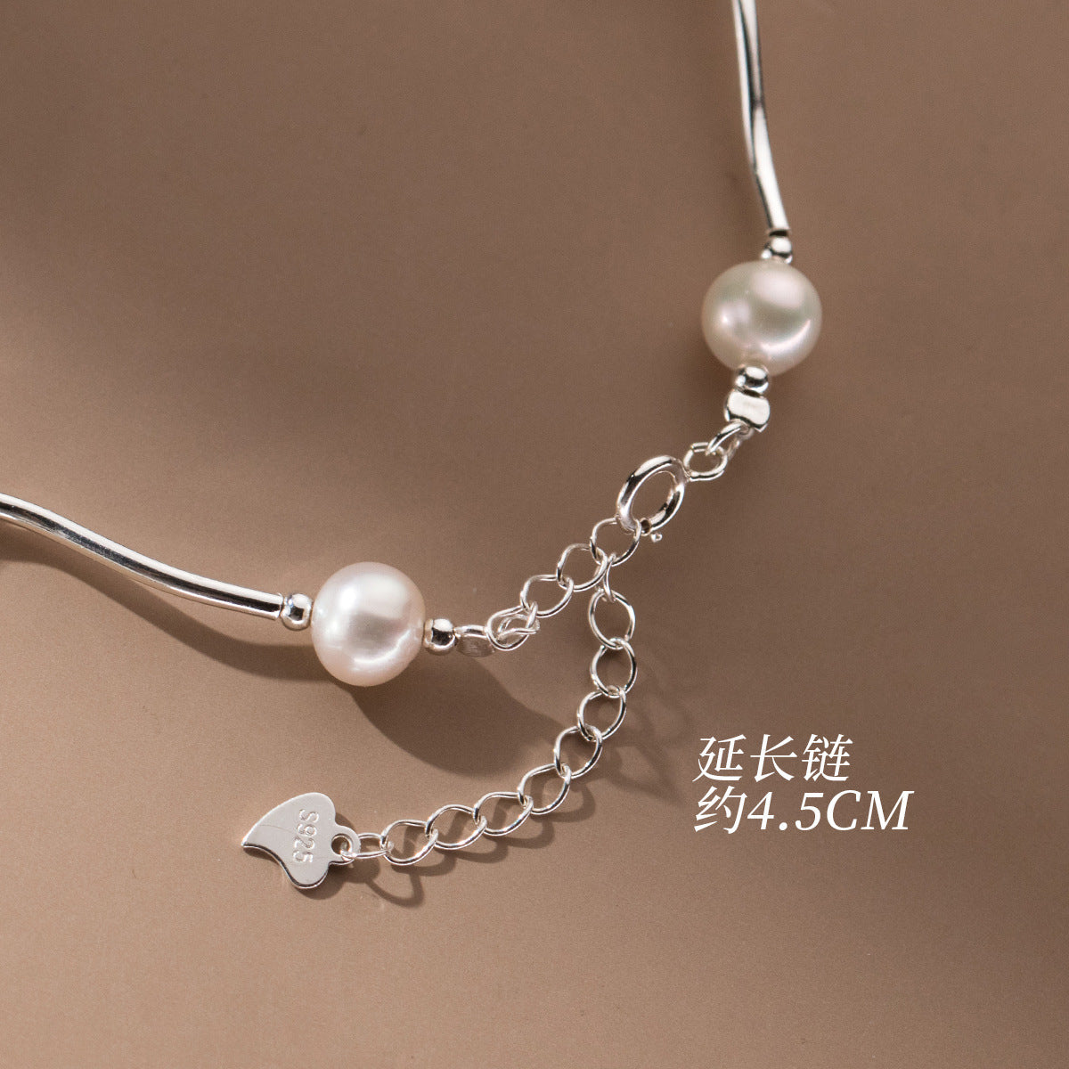 (Z2382242)S925純銀復古風珍珠彎管手鍊設計感氣質女式手飾品S6416"飾品批發"