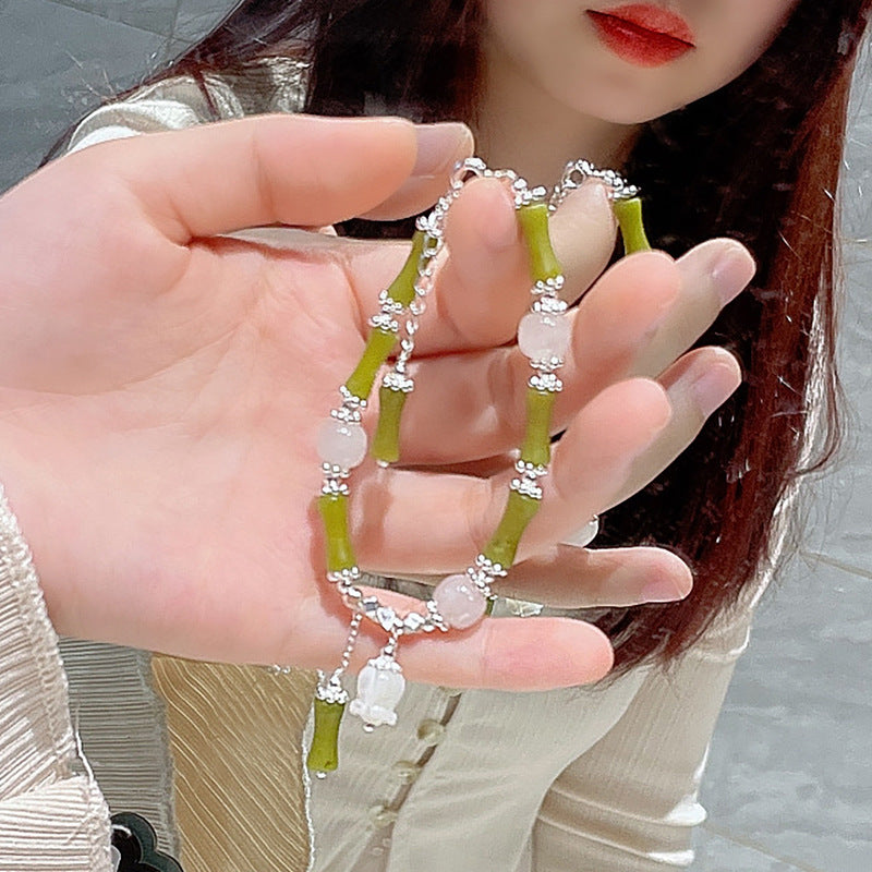 (B2383017)天然水晶手鍊女生地攤草莓晶招財招桃花粉晶七夕節送女友手飾品