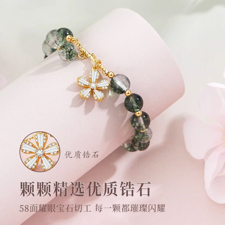 (B238307)七夕情人節綠幽靈櫻花串珠手鍊小眾高級感送女友生日禮物手飾品