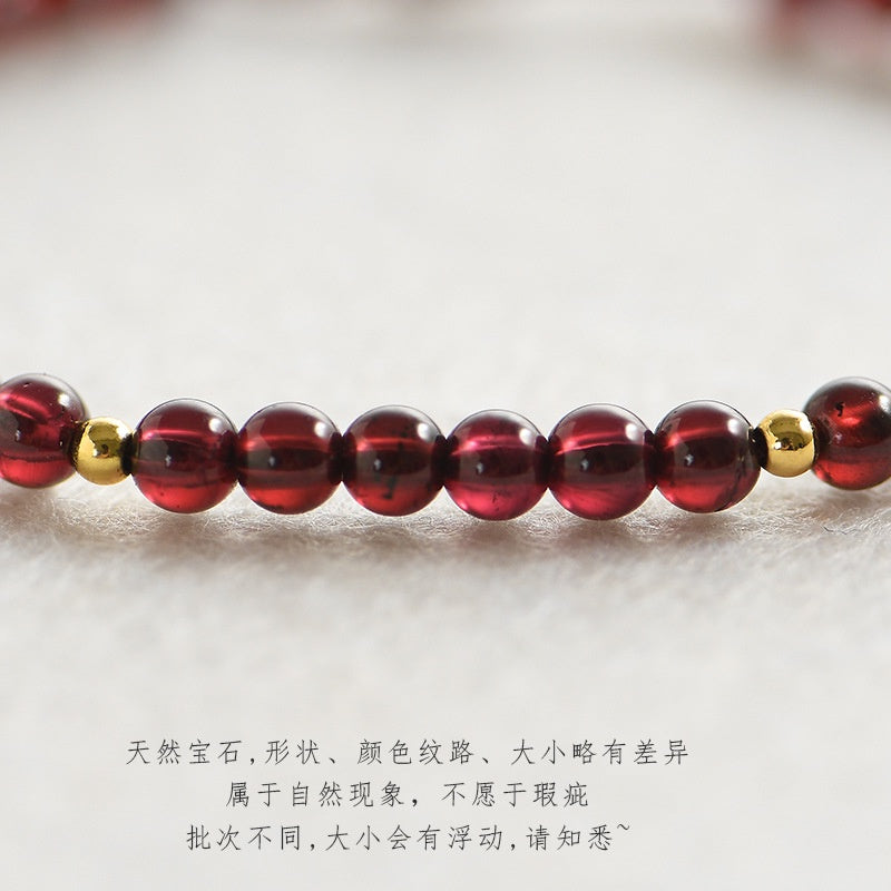 🔥現貨🔥 【妝眉】極細4mm中國風石榴石手鍊女小顆粒的單圈手工編織紅繩禮物"開運堂"