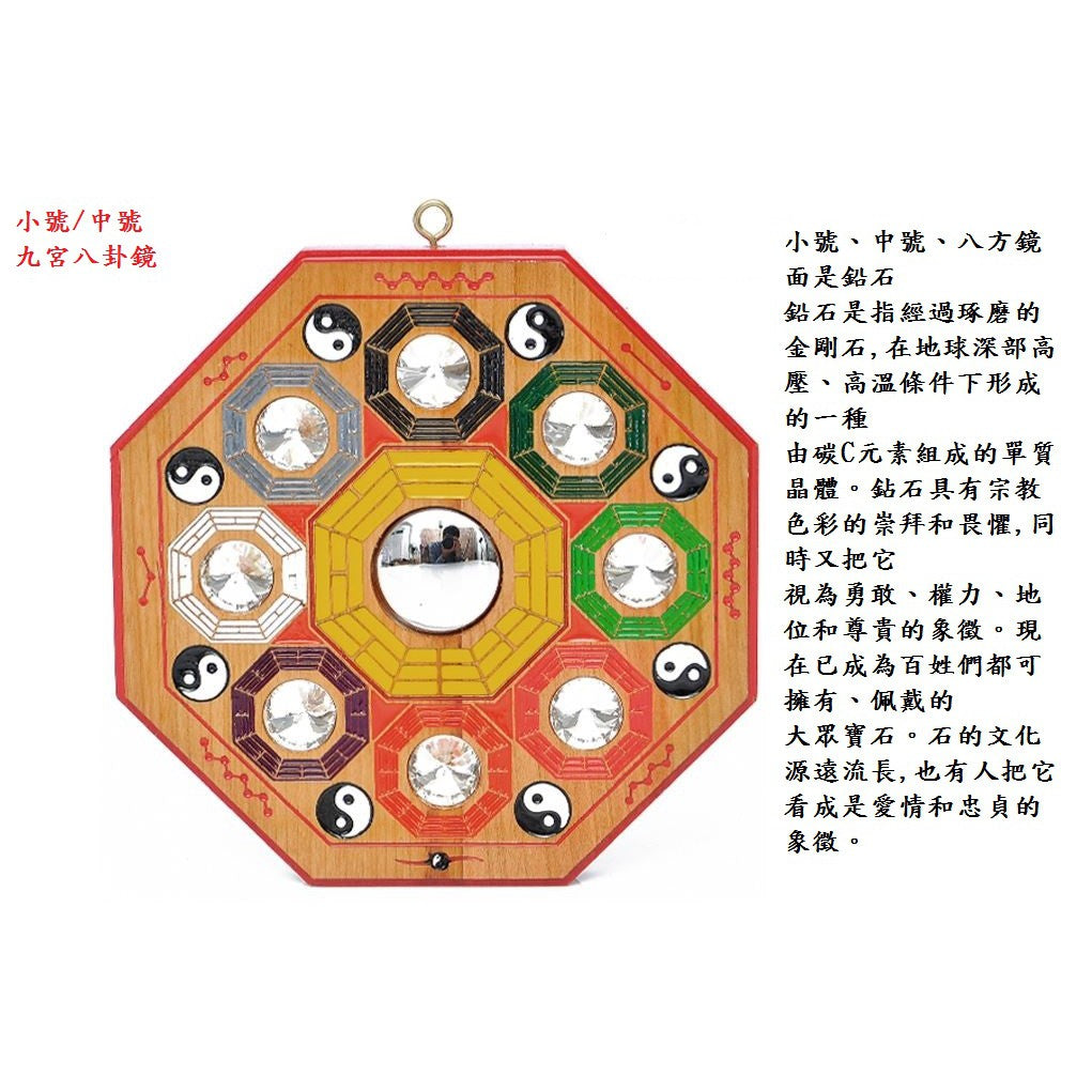 現貨九宮八卦鏡桃木款挂件凸鏡凹鏡平面鏡八卦檔壁刀煞小人探頭煞及多種煞【開運堂】
