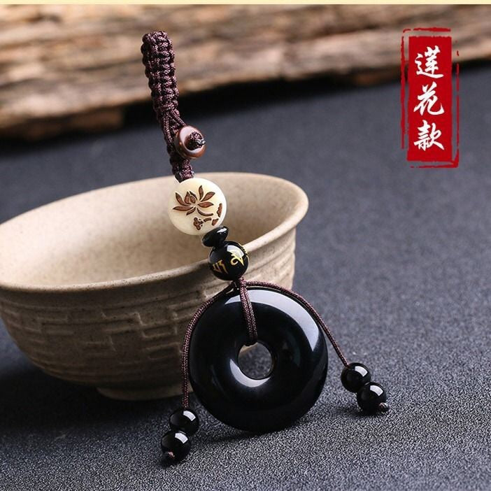 🔥現貨🔥【鑰匙扣】天然黑曜石平安扣保平安汽車鑰匙扣包掛鑰匙圈天然水晶飾品吉祥物情侶聖誕節情人節生日禮物蝦皮購物"飾品批發"