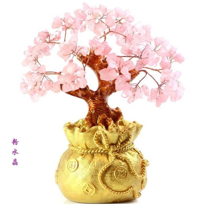 🔥🔥現貨🔥🔥黃水晶招財樹搖錢樹擺件發財樹家居創意酒櫃家裝飾品「飾品批發」