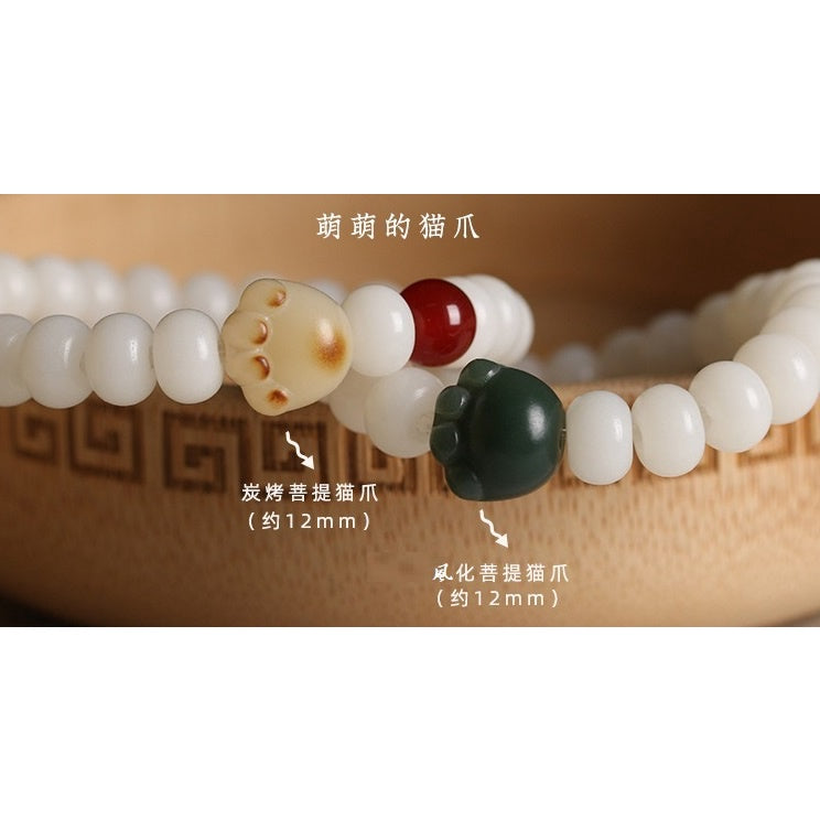 🔥現貨🔥【菩提貓爪】天然白玉菩提根手串女風化貓爪炭燒小可愛民族風小清新小眾手鍊女"飾品批發"