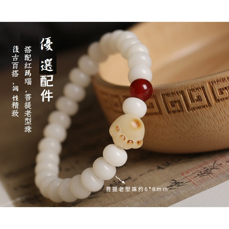 🔥現貨🔥【菩提貓爪】天然白玉菩提根手串女風化貓爪炭燒小可愛民族風小清新小眾手鍊女"飾品批發"