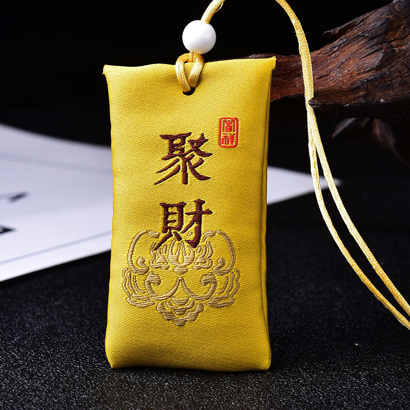 🔥現貨🔥 【硃砂在身,平安一身】香囊古風隨身刺繡福袋天然原礦硃砂粉紫金砂顆粒端午節長繩掛脖子車內平安掛件吊墜祈福平安袋