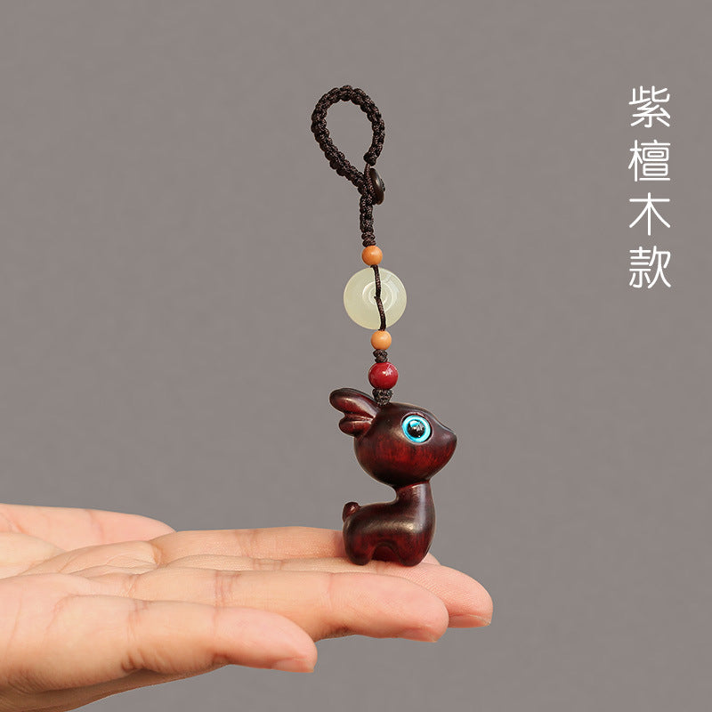 🔥現貨🔥 【一鹿發財】紫南宮過爐一路發財一路平安檀木小鹿汽車鑰匙扣挂件男女可愛手機情侶聖誕節