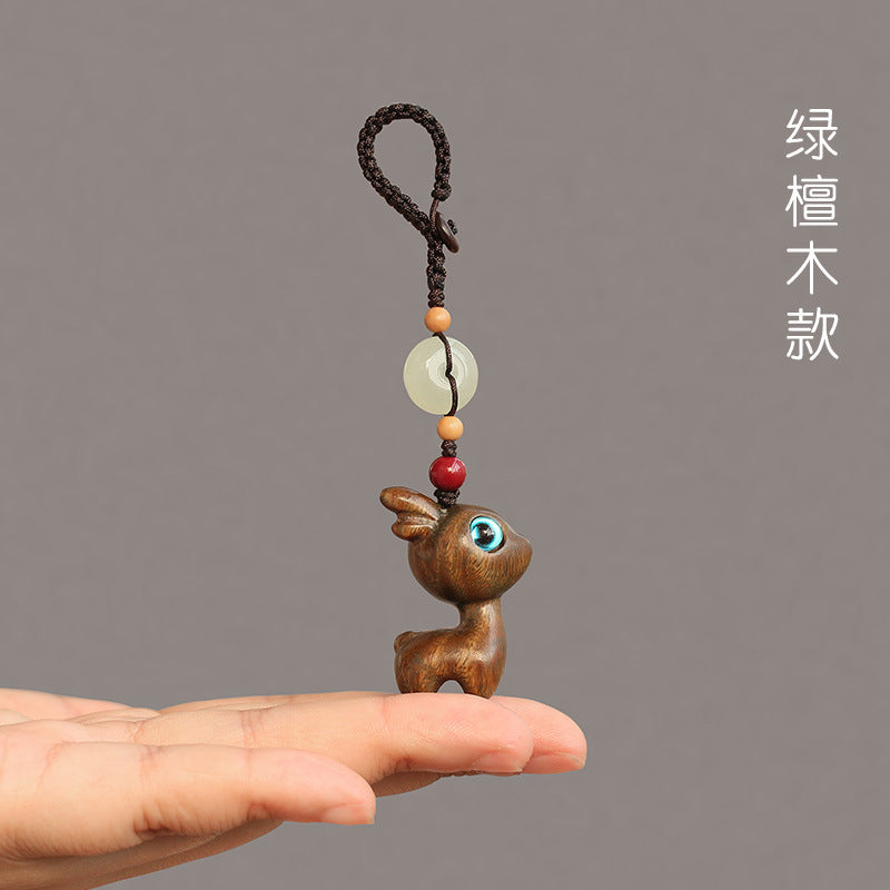 🔥現貨🔥 【一鹿發財】紫南宮過爐一路發財一路平安檀木小鹿汽車鑰匙扣挂件男女可愛手機情侶聖誕節