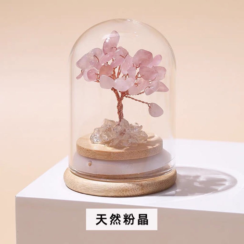【開運堂水晶】迷你水晶樹擺件許願樹許願瓶純手工編織微景觀水晶碎石能量石東菱玉紫晶黃水晶粉晶白水晶藝品閨蜜生日禮物