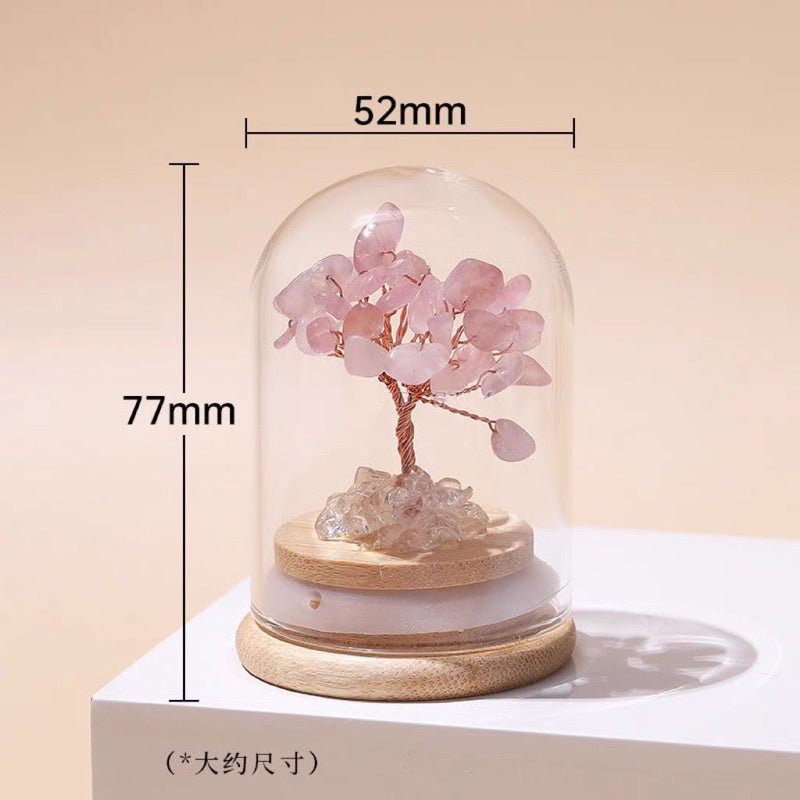 【開運堂水晶】迷你水晶樹擺件許願樹許願瓶純手工編織微景觀水晶碎石能量石東菱玉紫晶黃水晶粉晶白水晶藝品閨蜜生日禮物