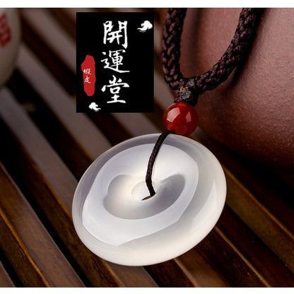 🔥現貨🔥【附鑑定卡】6A冰種天然白玉髓平安扣吊墜項鍊瑪瑙玉石挂件配件鑰匙圈配件