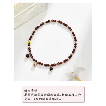 🔥現貨🔥【腳鏈】３ｍｍ石榴石腳鍊女轉運招財健康女士閨蜜禮物【飾品批發】