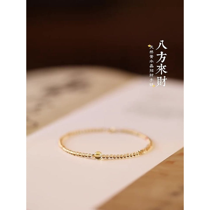🔥現貨🔥【一夜暴富黃水晶】２ＭＭ手鍊女14k轉運珠超細設計感小手鏈女友生日禮物（開運堂）