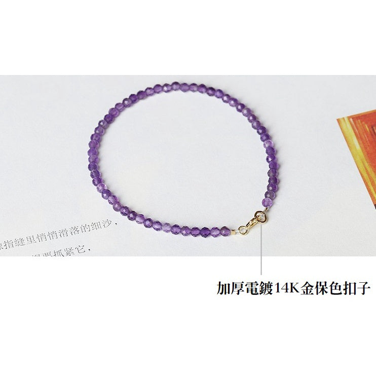 🔥現貨🔥「陌上小紫」成功上岸天然烏拉圭紫水晶手鍊女極細2mm刻面14k金陌上小紫手飾蝦皮"飾品批發"
