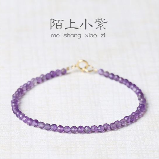 🔥現貨🔥「陌上小紫」成功上岸天然烏拉圭紫水晶手鍊女極細2mm刻面14k金陌上小紫手飾蝦皮"飾品批發"