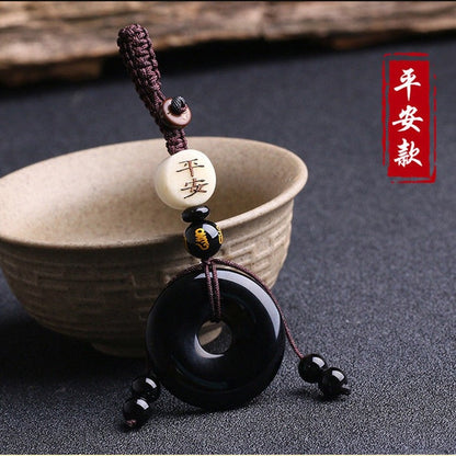 🔥現貨🔥【鑰匙扣】天然黑曜石平安扣保平安汽車鑰匙扣包掛鑰匙圈天然水晶飾品吉祥物情侶聖誕節情人節生日禮物蝦皮購物"飾品批發"