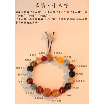 🔥現貨🔥【十八籽佛珠】靈隱祈福法喜18籽佛珠挂件手串十八籽木誦經手鍊念珠檀木飾品【開運堂】