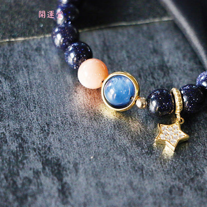 🔥現貨🔥【旺夫聚財】星辰藍砂石手鍊星空藍星星藍沙石轉運手鍊女韓版簡約學生森系閨蜜【開運堂】