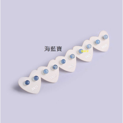 🔥現貨🔥耳針Ｓ９２５純銀耳針耳環５～６ｍｍ水晶耳釘女天然冰種天河石灰月光石珍珠紫雲母紫水晶和田玉磷灰石海藍寶耳釘【開運堂