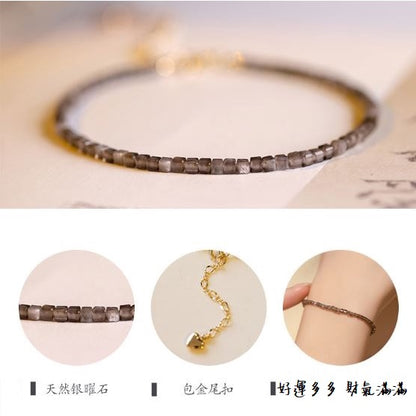 🔥現貨🔥招財極細2.5mm銀曜石手鍊女14k轉運珠超細夏設計感小眾ins學生日禮【飾品批發】