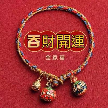 🔥現貨🔥【吞金獸家族全家福】手鍊一家三口古法金燒藍手繩男女情侶蝦皮購物招財生日禮物