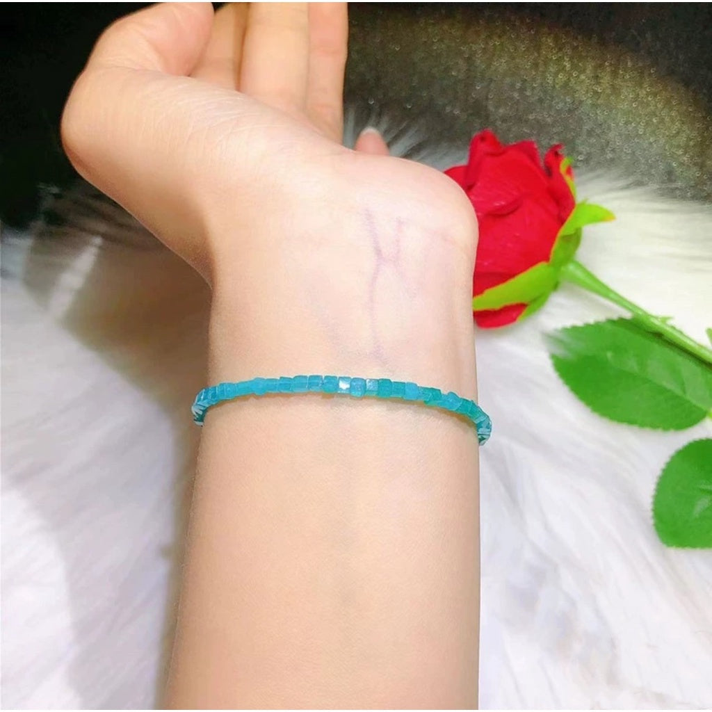 🔥現貨🔥【碧藍之海】２ｍｍ極細天然天河石細小手鍊女生簡約可愛手繩學生生日禮物情人節禮物聖誕節蝦皮購物情侶閨密