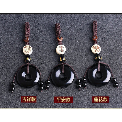 🔥現貨🔥【鑰匙扣】天然黑曜石平安扣保平安汽車鑰匙扣包掛鑰匙圈天然水晶飾品吉祥物情侶聖誕節情人節生日禮物蝦皮購物"飾品批發"