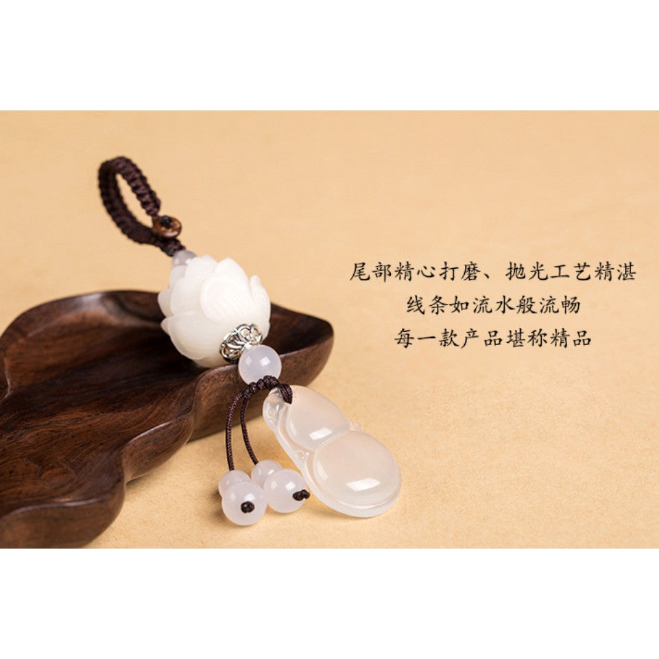 瑪瑙玉髓平安扣汽車鑰匙挂件菩提蓮花鑰匙扣
