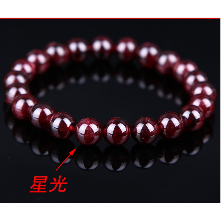 🔥現貨🔥３Ａ天然石榴石手鍊求子之石手串酒紅色星光女人石飾品【開運堂】