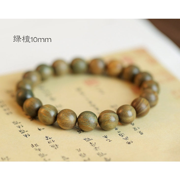 🔥現貨🔥【綠檀木】佛珠手串簡約佛珠木質香手鍊情侶檀香手串民族風手鍊＂飾品批發＂