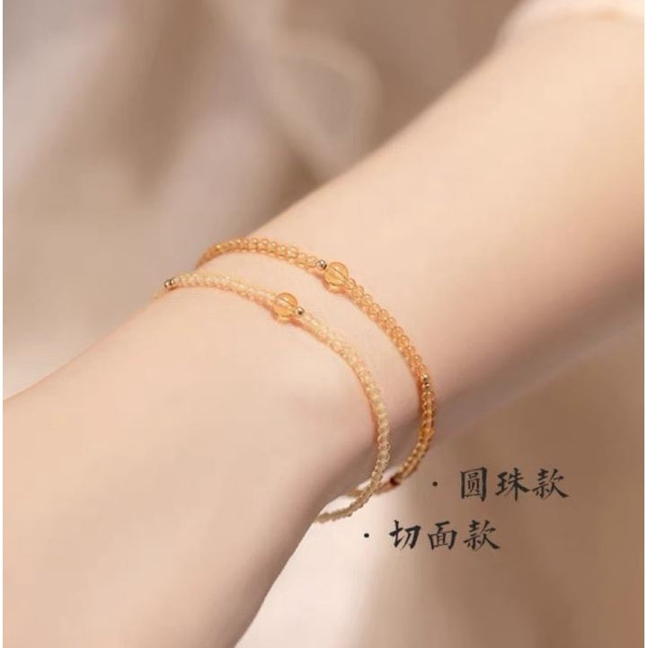 🔥現貨🔥【一夜暴富黃水晶】２ＭＭ手鍊女14k轉運珠超細設計感小手鏈女友生日禮物（開運堂）