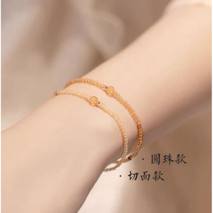 🔥現貨🔥【一夜暴富黃水晶】２ＭＭ手鍊女14k轉運珠超細設計感小手鏈女友生日禮物（開運堂）