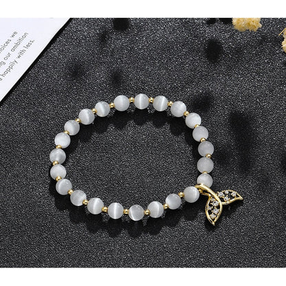 🔥現貨🔥【幻影】水晶手鍊女韓版簡約百搭手串貓眼魚尾手鍊🔥現貨🔥（飾品批發）