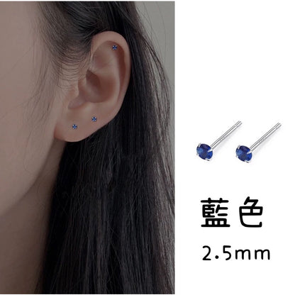 🔥現貨🔥【鋯石耳釘】Ｓ９２５銀迷你彩鑽單鑽耳釘養耳洞小巧睡覺不用摘女耳飾【開運堂】