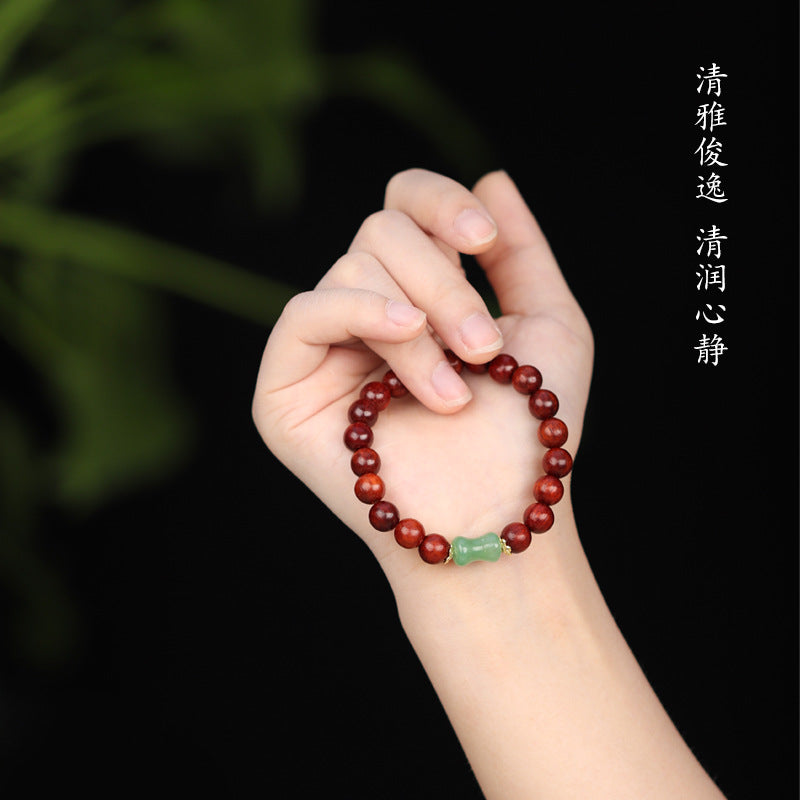 (B2381204)天然東陵玉竹節手串綠檀木小葉紫檀新中式國風飾品黑檀木串珠手鍊"飾品批發"