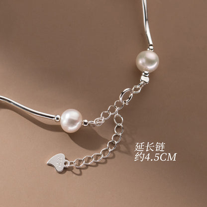 (Z2382242)S925純銀復古風珍珠彎管手鍊設計感氣質女式手飾品S6416"飾品批發"