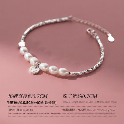(Z2382236)S925純銀小清新愛心珍珠碎銀手鍊ins風設計感手飾品S6514"飾品批發"