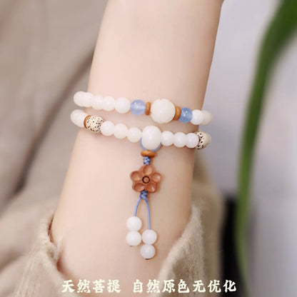 (B2381205)《白夜藍星》天然白玉菩提手串文玩可愛新中式首飾女士款七夕禮物"飾品批發"