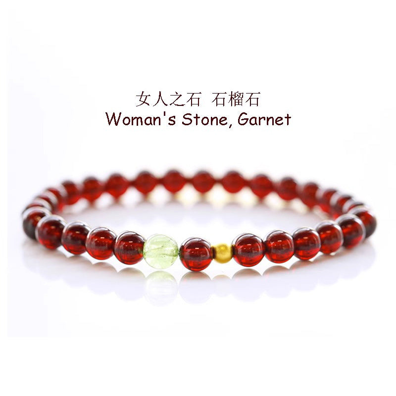 (B238811)天然女人石榴石手鍊輕奢小眾高級感串珠手串葡萄石女朋友母親禮物"飾品批發"