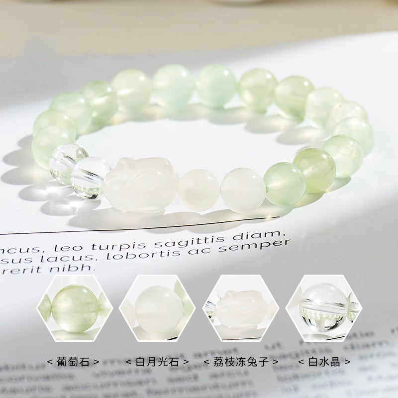 (B238808)2023夏季荔枝凍趴趴兔手鍊女學生葡萄石水晶手串飾品閨蜜生日禮物"飾品批發"