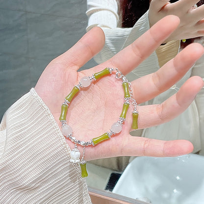(B2383017)天然水晶手鍊女生地攤草莓晶招財招桃花粉晶七夕節送女友手飾品
