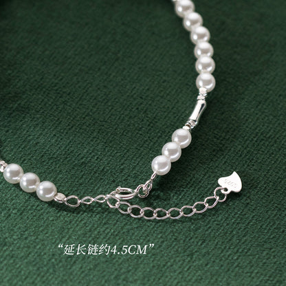 (Z2382238)S925純銀鬱金香竹節合成珍珠手鍊ins風小清新手飾女S6511"飾品批發"