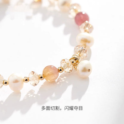 (B238301)天然水晶手鍊女天然碧璽珍珠仿水晶手串飾品送女友禮物輕奢高級感