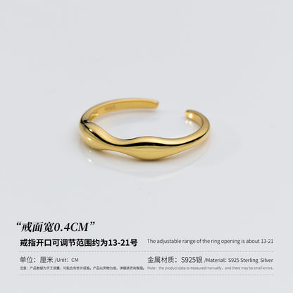 (Z2382211)s925純銀波紋線條戒指ins風設計感氣質個性手飾品女R01587"飾品批發"